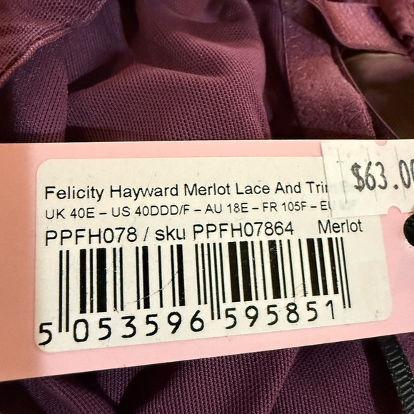 Playful Promises Felicity Hayward Bra 40DDD (F) Astrid Merlot Wine Underwire - Picture 9 of 9